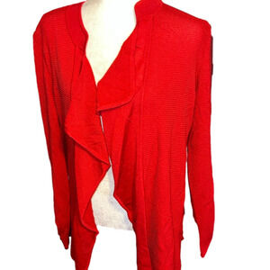 Misook Red Cardigan Sweater L